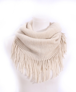 Fringed Knitted Scarf  SF400017 IVORY